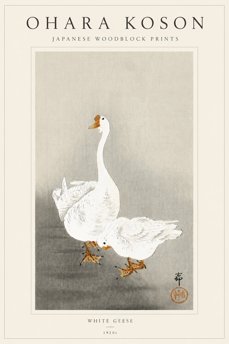 Ohara Koson White Geese No5 - Affiche