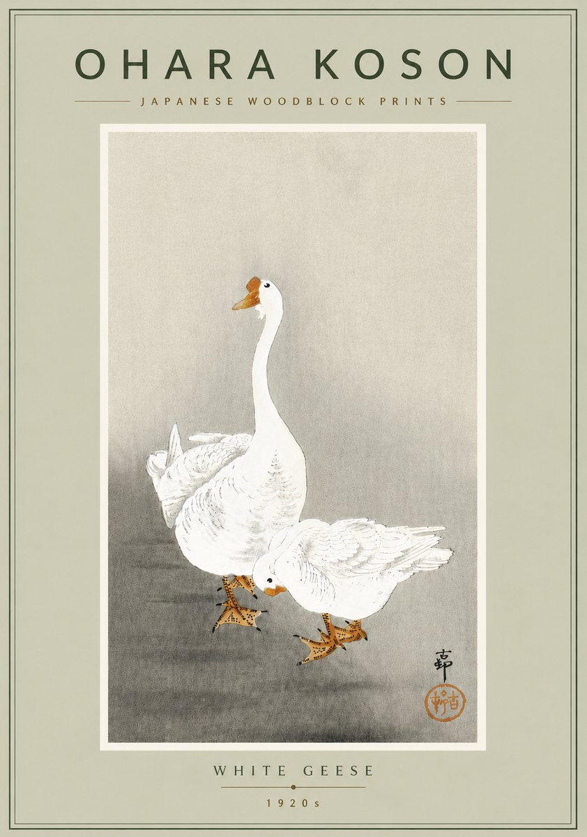 Ohara Koson White Geese No6 - Affiche