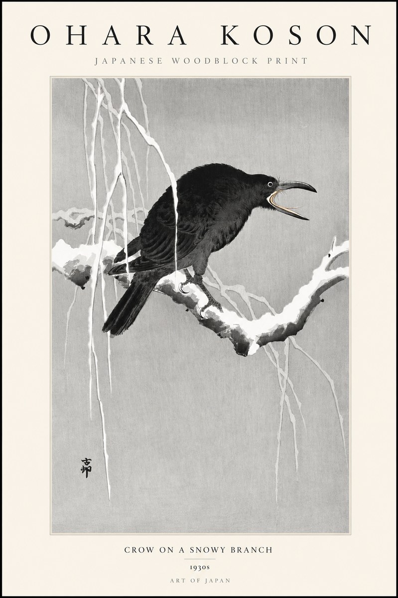 Ohara Koson Crow on a Snowy Branch II No3 - Affiche