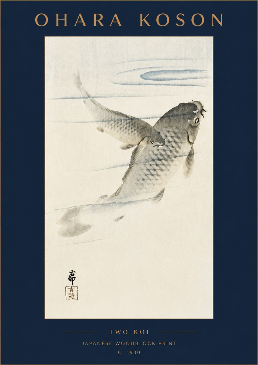 Ohara Koson Two Koi I No4 - Affiche