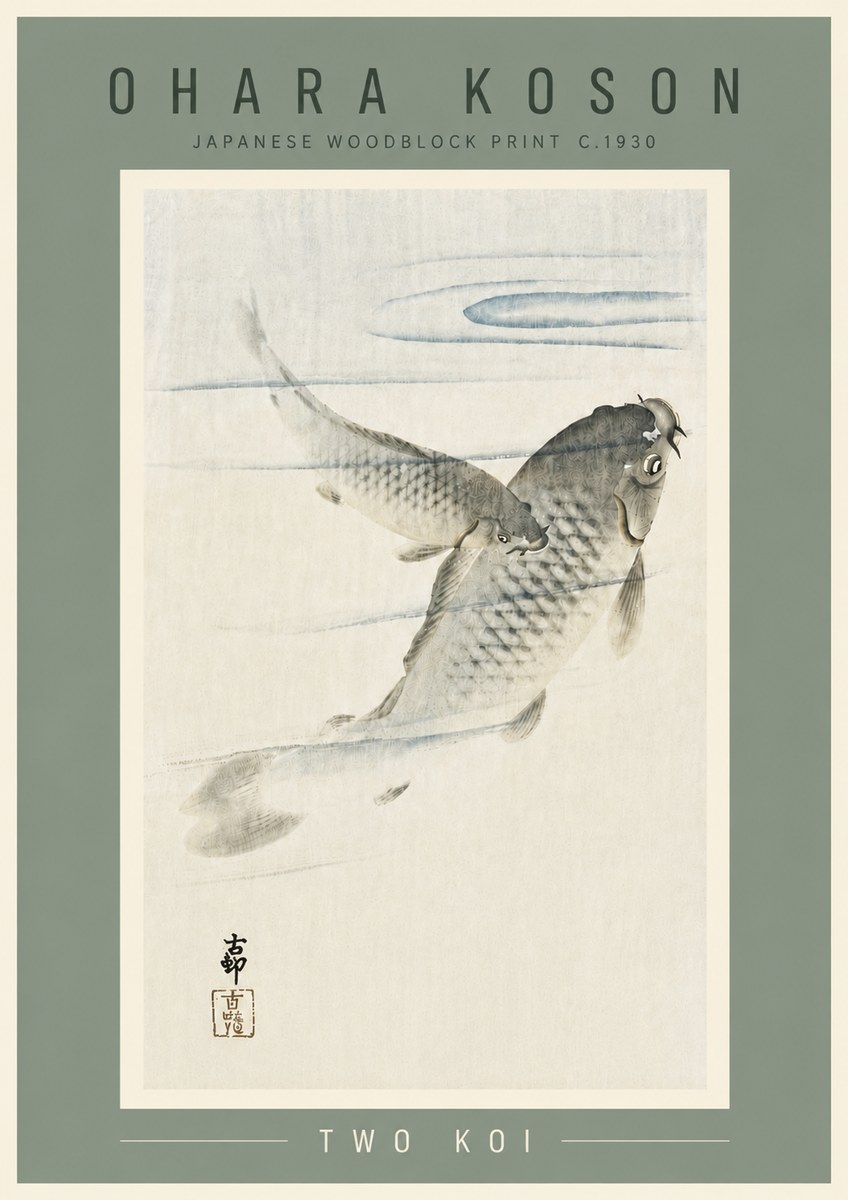 Ohara Koson Two Koi I No6 - Affiche