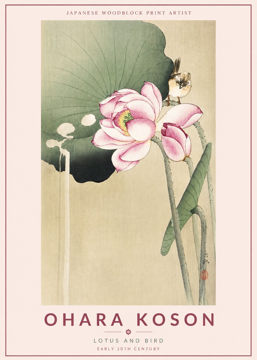 Ohara Koson Lotus and Bird No4 - Affiche