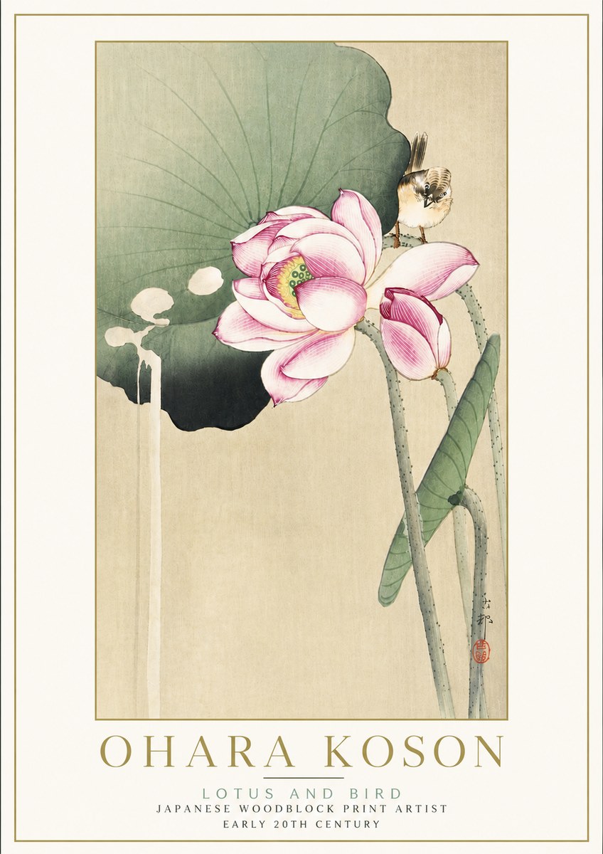 Ohara Koson Lotus and Bird No5 - Affiche
