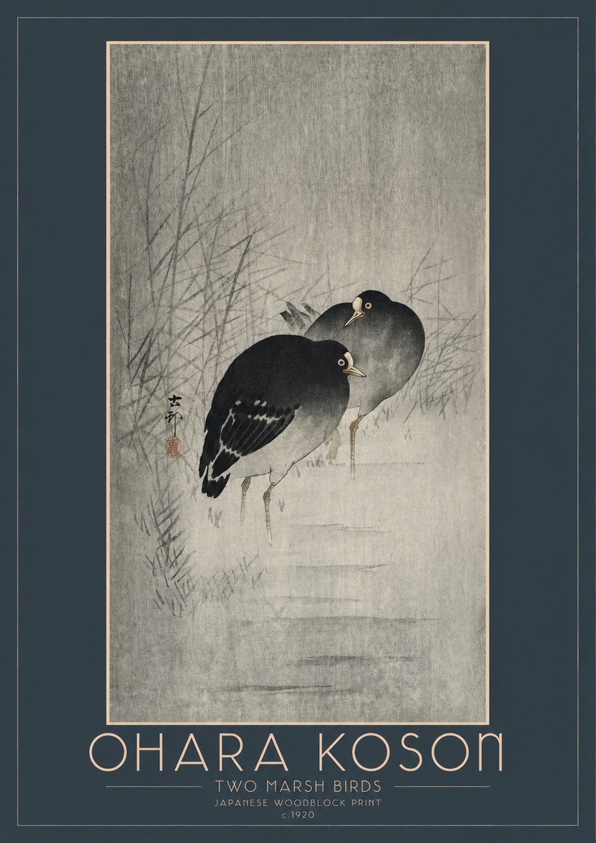 Ohara Koson Two Marsh Birds No2 - Affiche