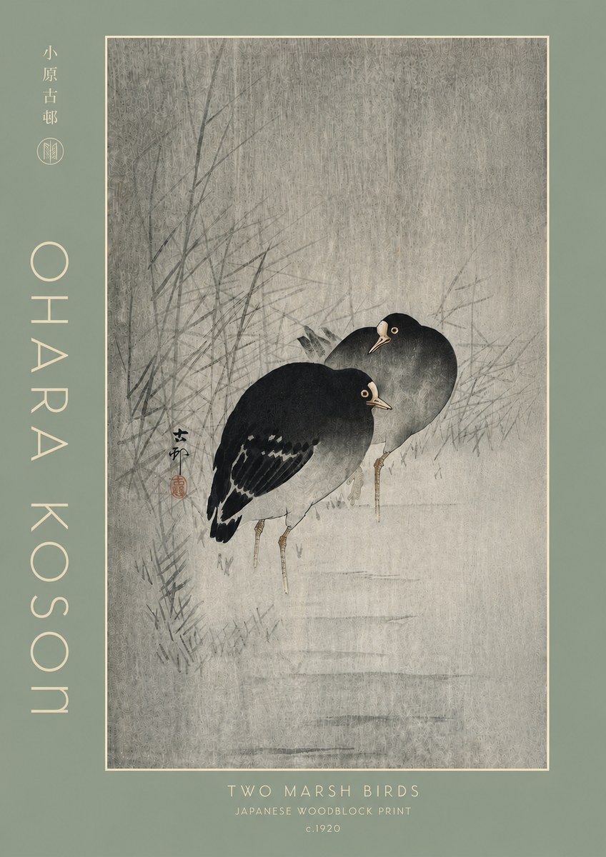 Ohara Koson Two Marsh Birds No4 - Affiche