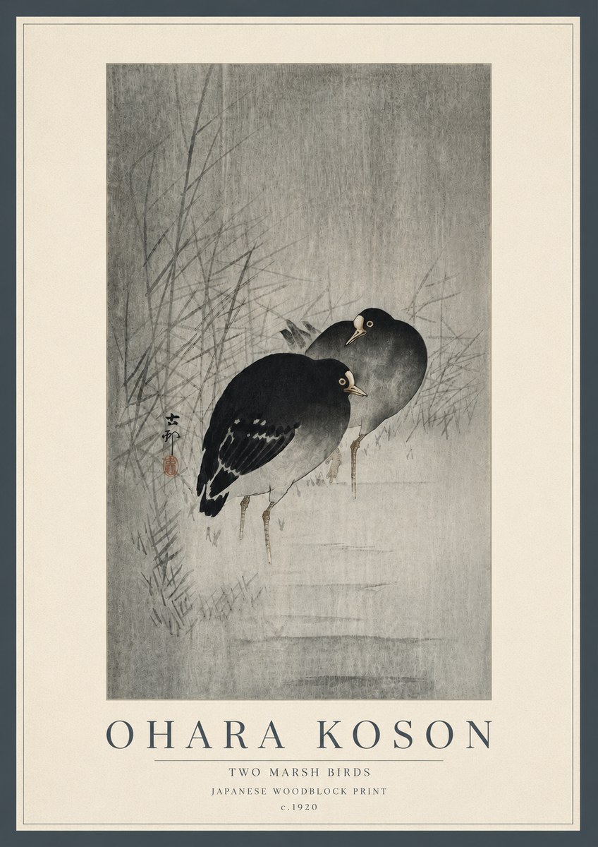Ohara Koson Two Marsh Birds No5 - Affiche