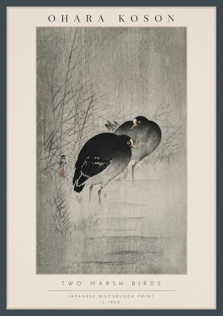Ohara Koson Two Marsh Birds No6 - Affiche