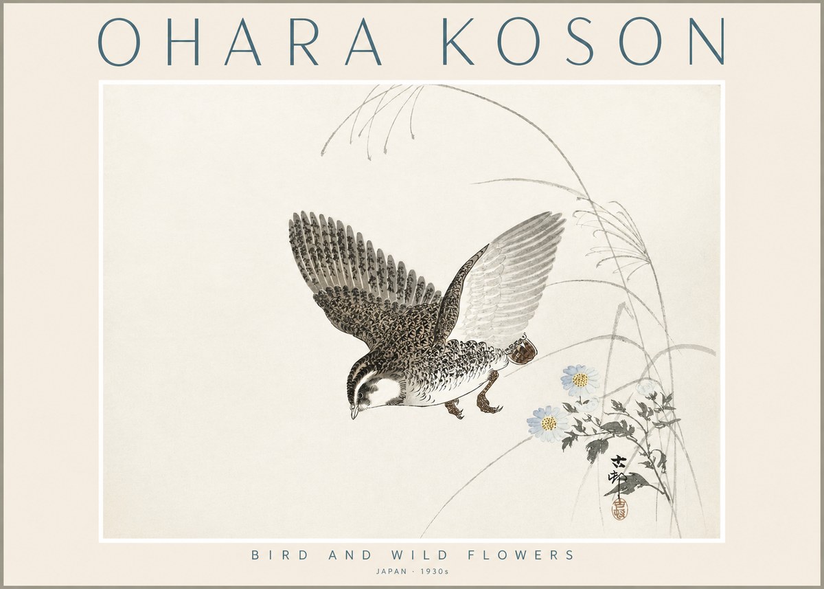 Ohara Koson Bird and Wild Flowers No2 - Affiche