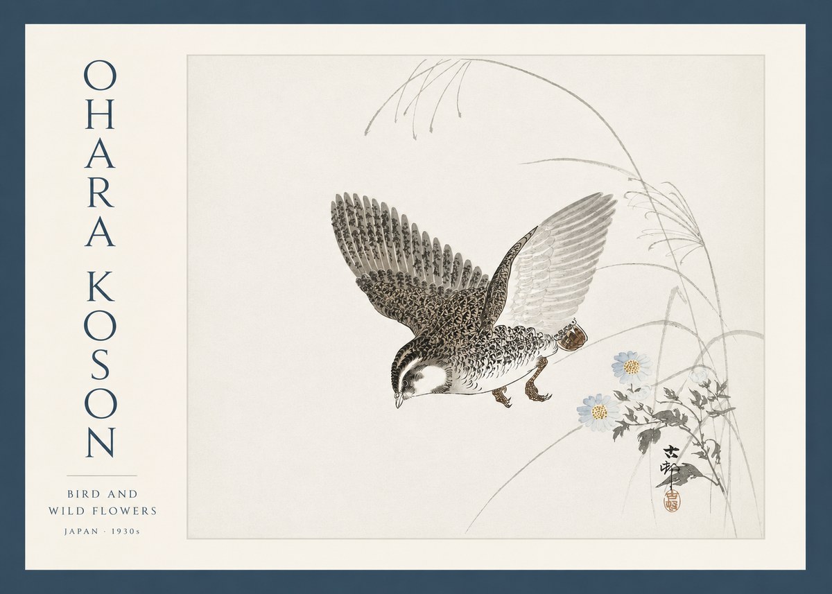 Ohara Koson Bird and Wild Flowers No3 - Affiche