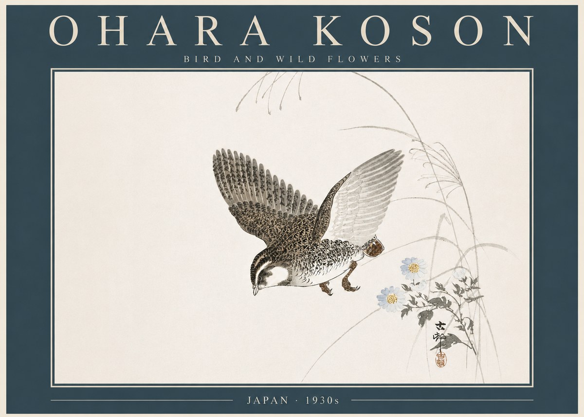 Ohara Koson Bird and Wild Flowers No5 - Affiche