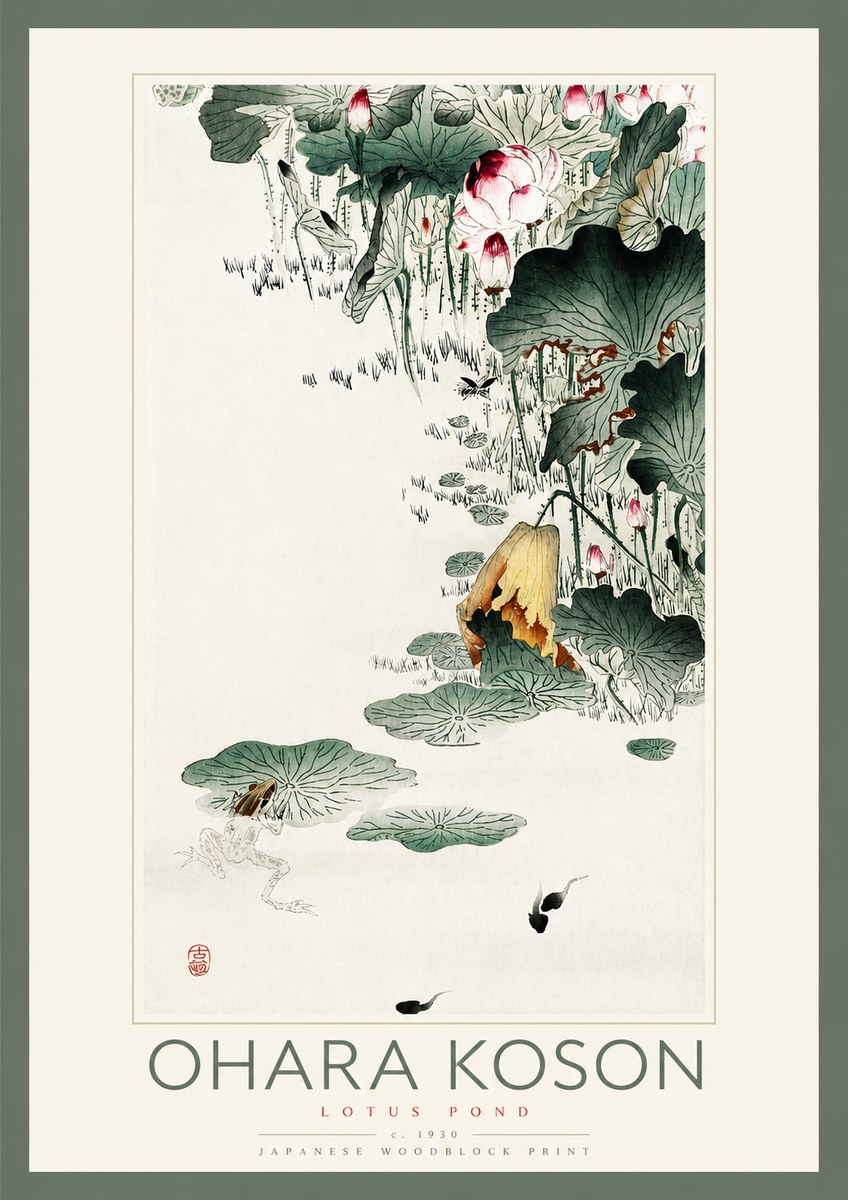 Ohara Koson Lotus Pond No2 - Affiche