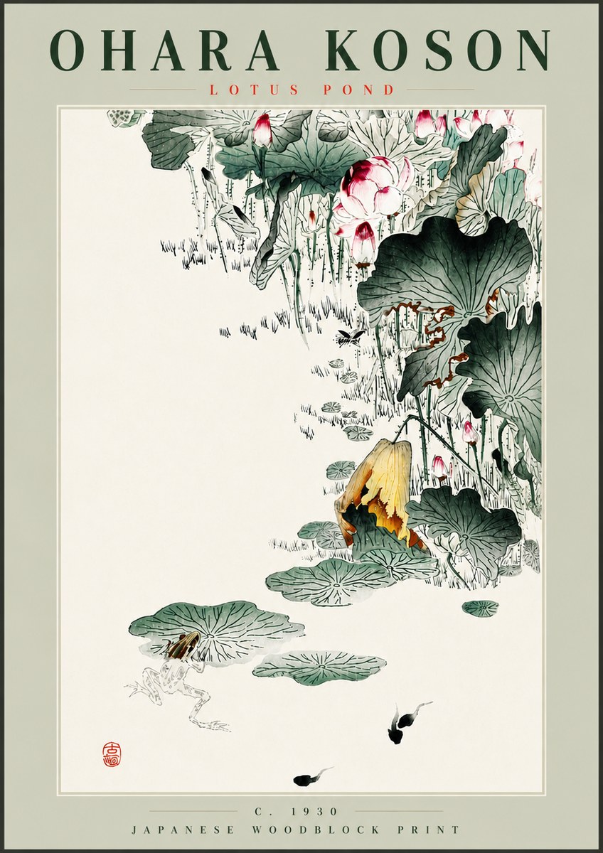 Ohara Koson Lotus Pond No4 - Affiche