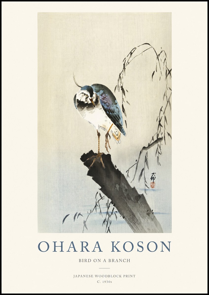 Ohara Koson Bird on a Branch III No1 - Affiche