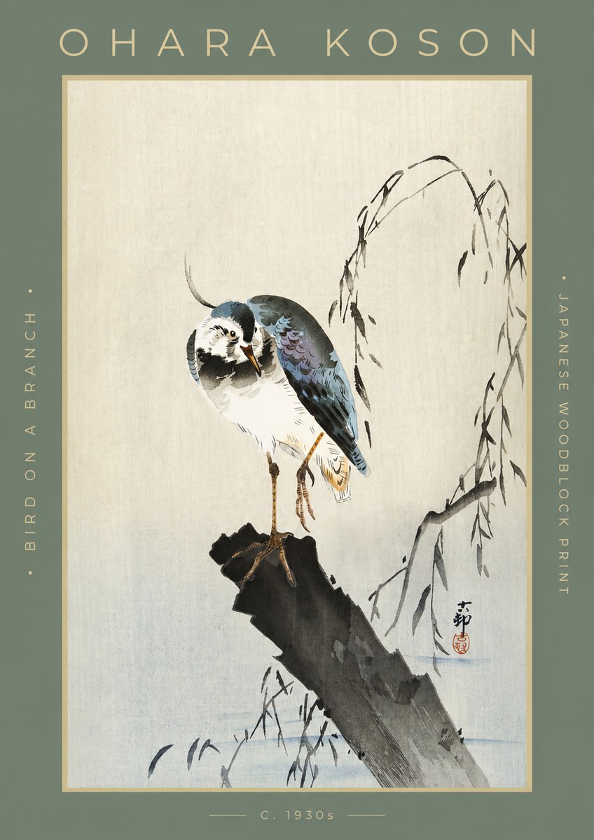 Ohara Koson Bird on a Branch III No2 - Affiche