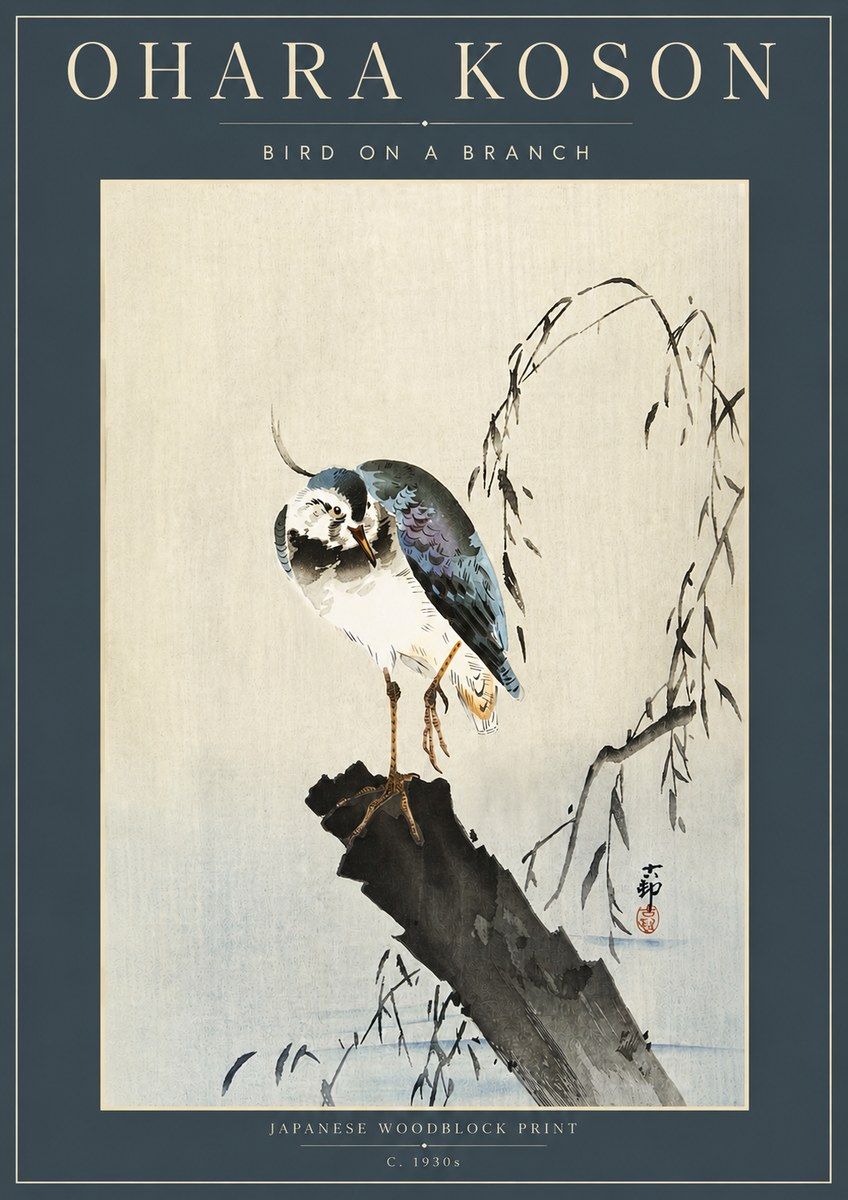 Ohara Koson Bird on a Branch III No4 - Affiche