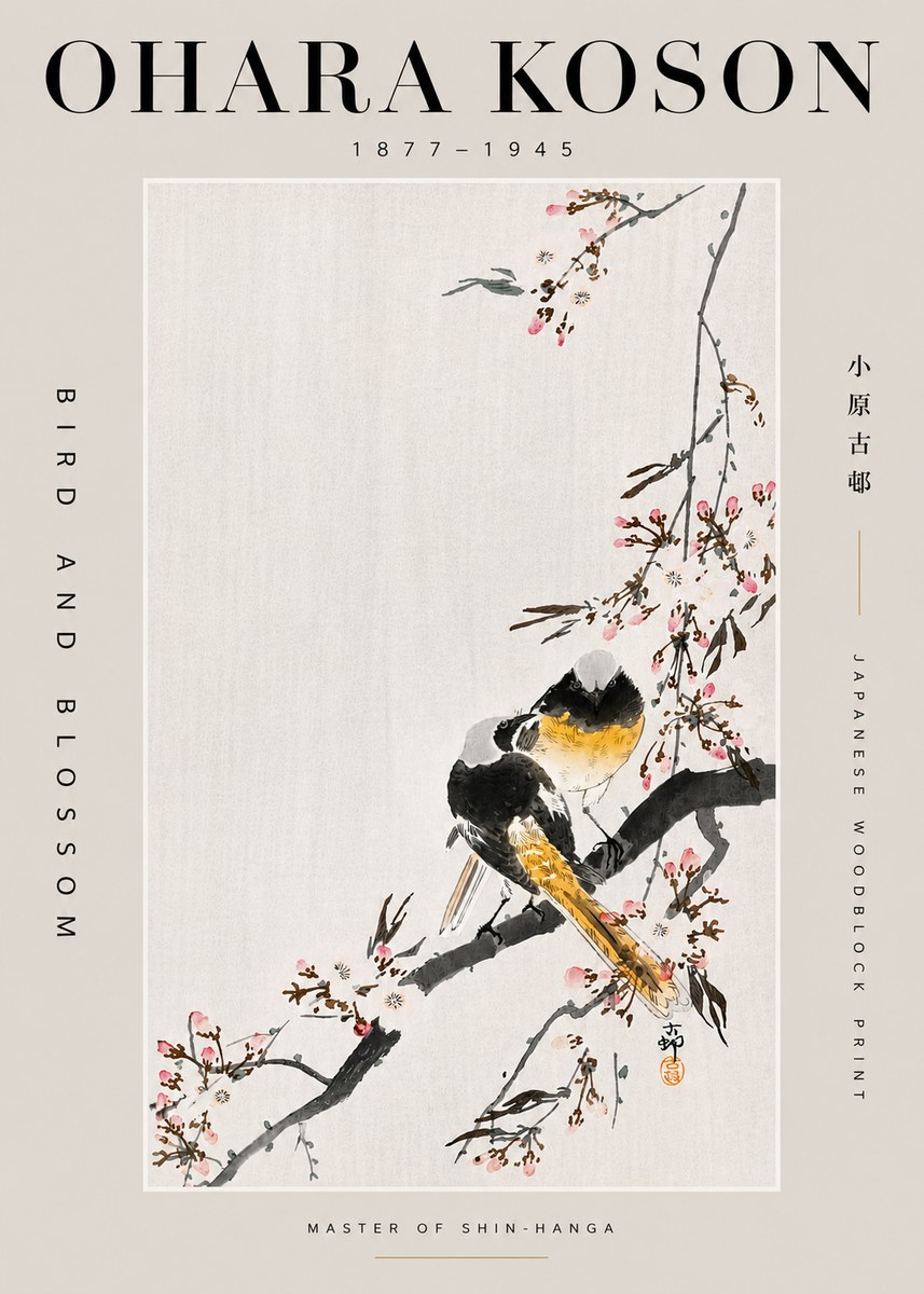 Ohara Koson Bird and Blossom No5 - Affiche