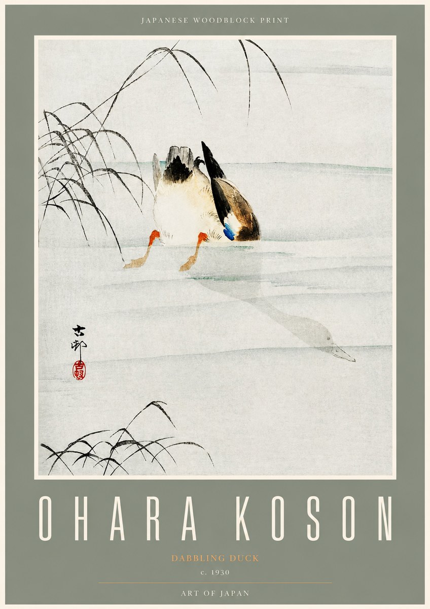 Ohara Koson Dabbling Duck No2 - Affiche