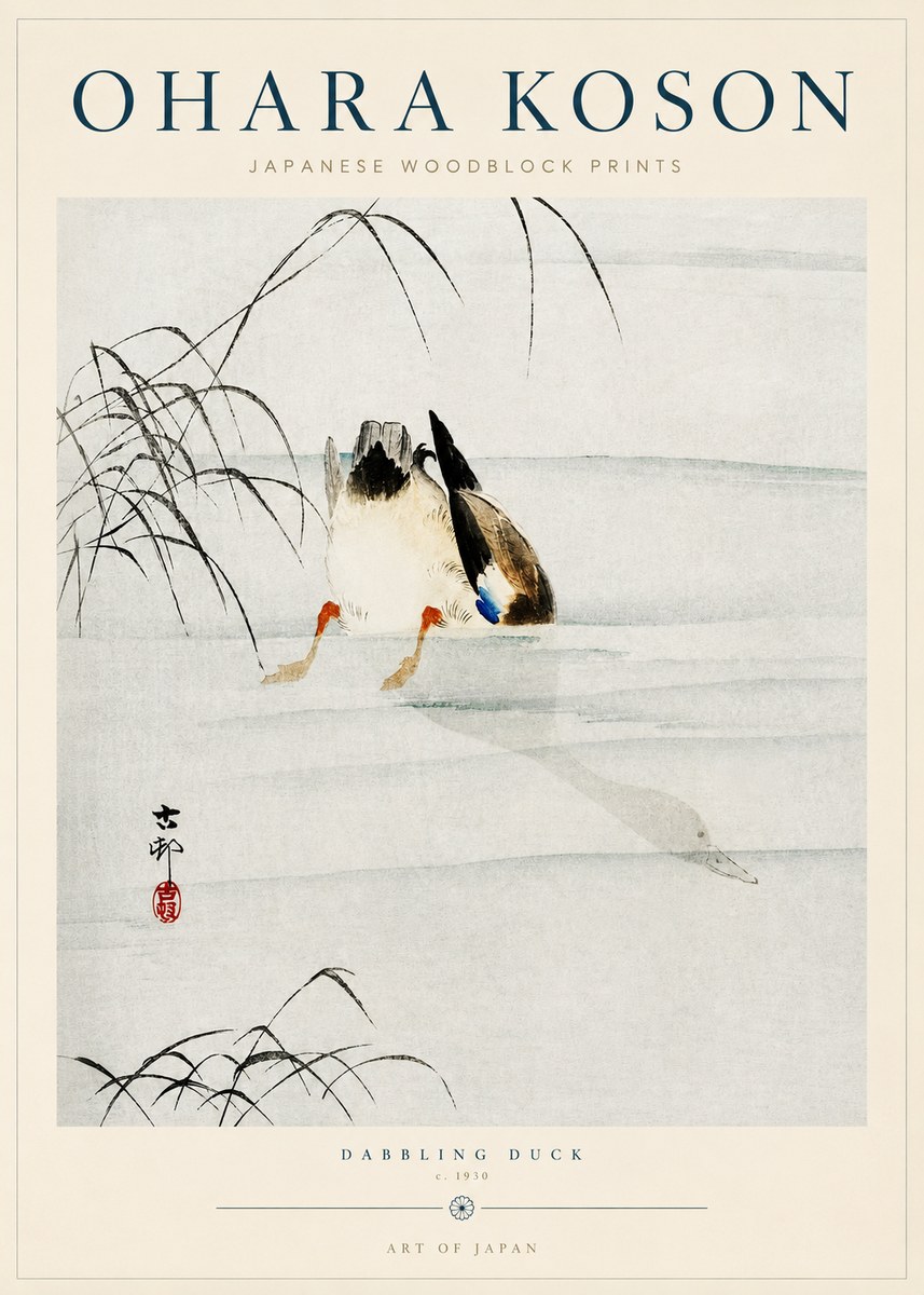 Ohara Koson Dabbling Duck No3 - Affiche