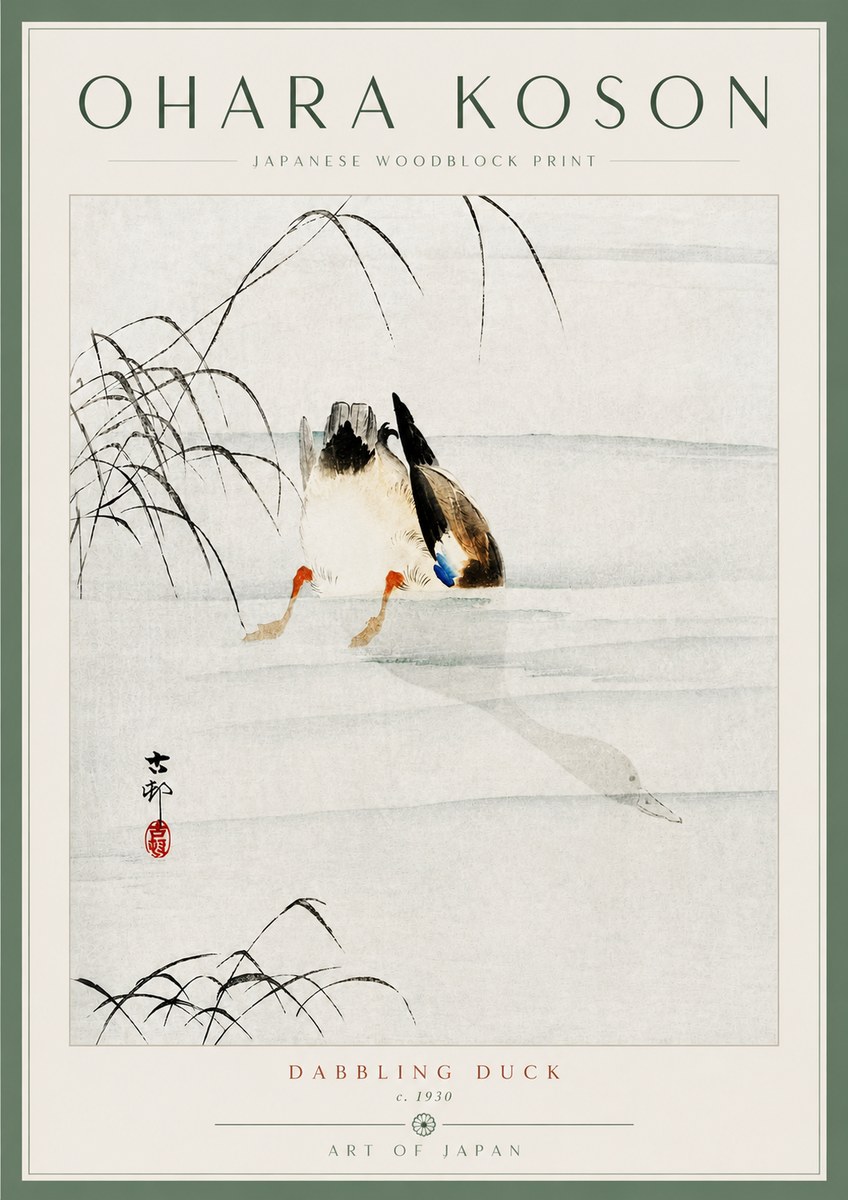 Ohara Koson Dabbling Duck No5 - Affiche