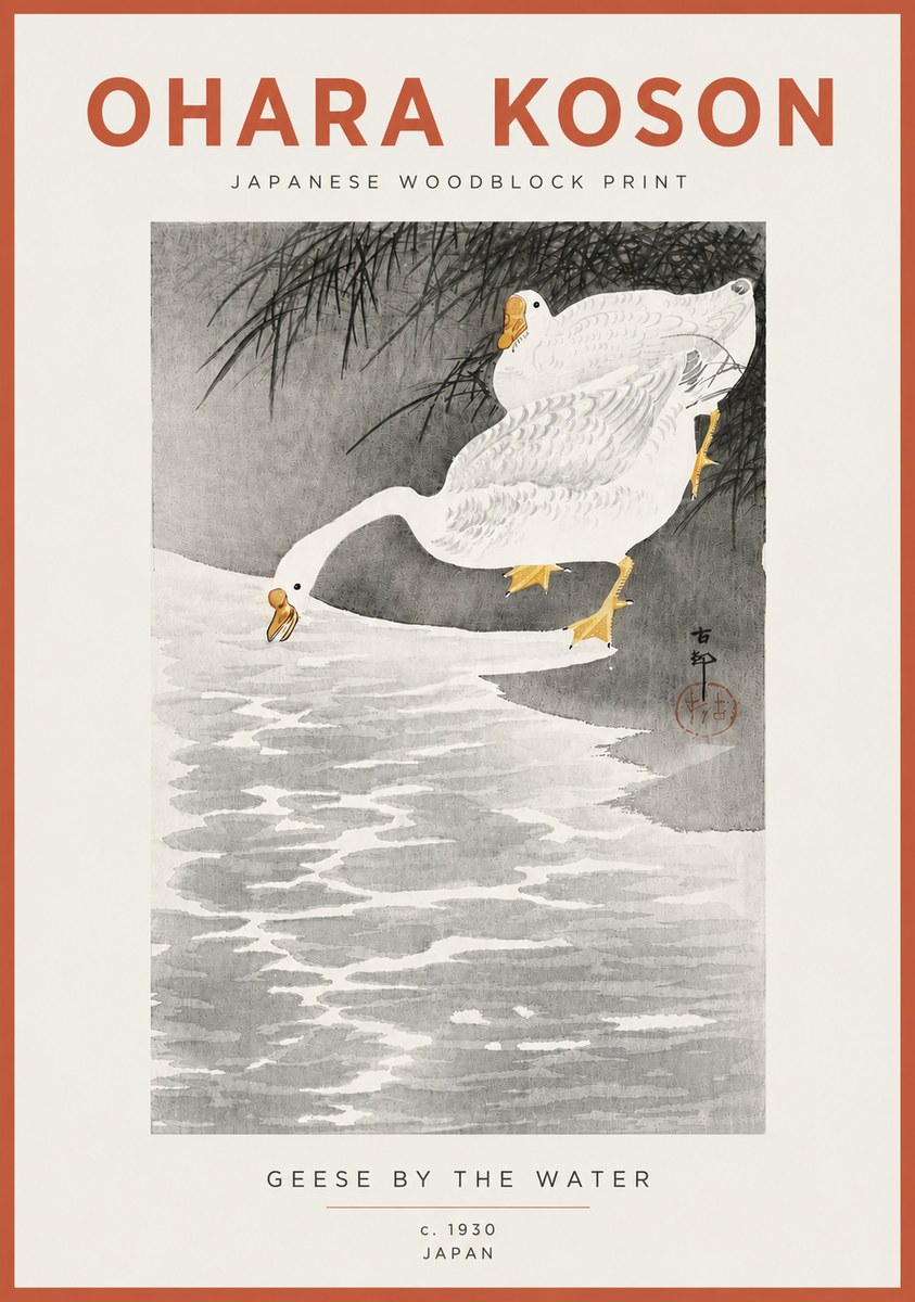 Ohara Koson Geese by the Water No4 - Affiche