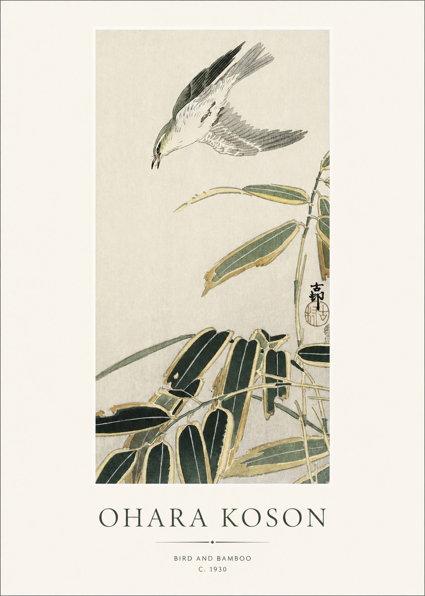 Ohara Koson Bird and Bamboo No1 - Affiche