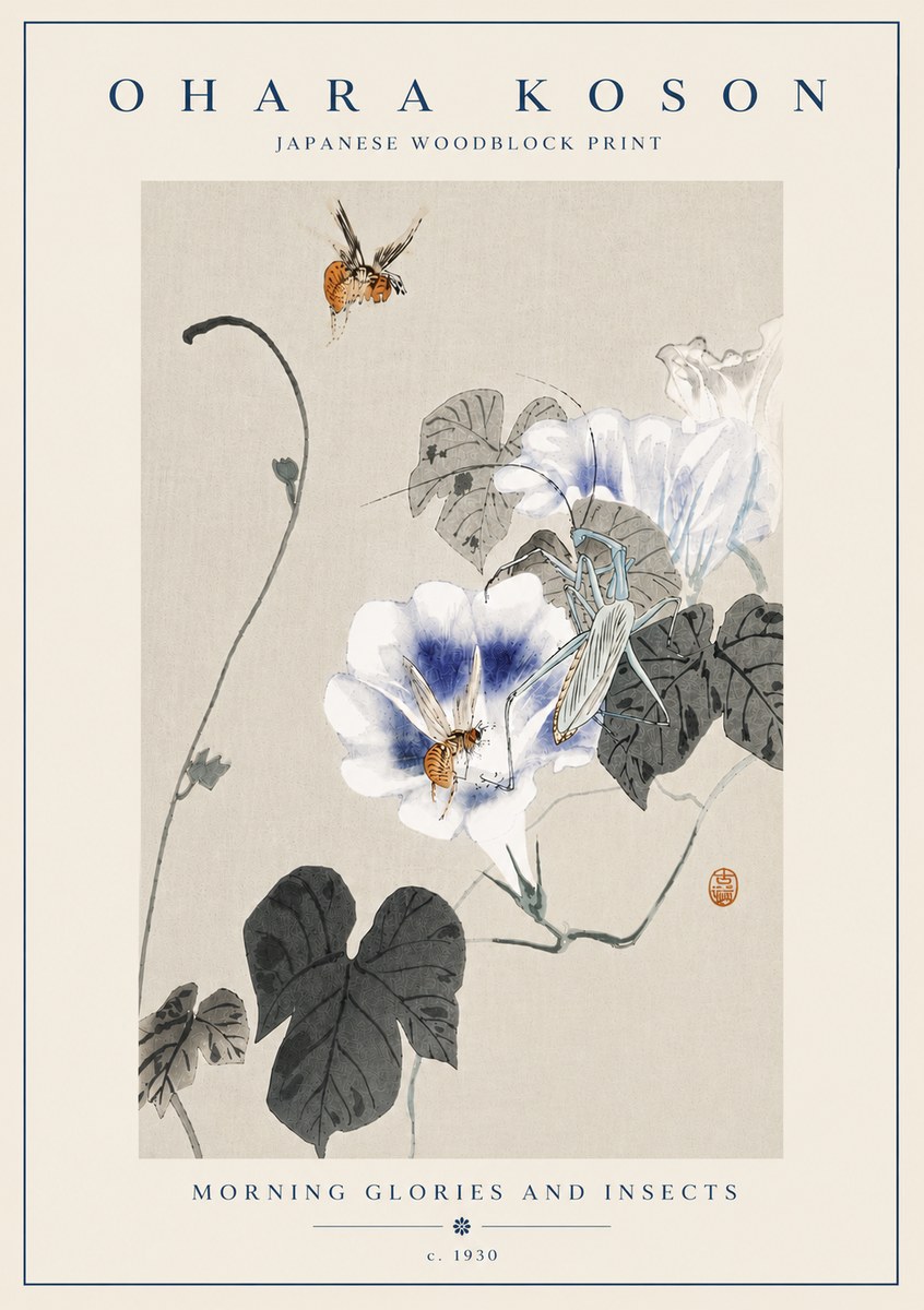 Ohara Koson Morning Glories and Insects No6 - Affiche