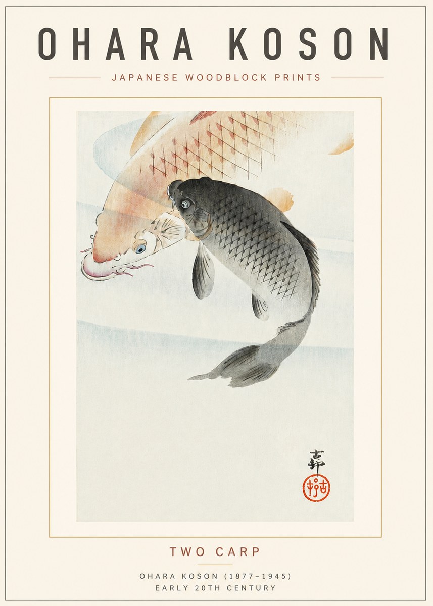 Ohara Koson Two Carp No4 - Affiche