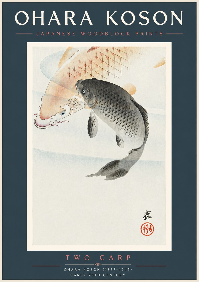 Ohara Koson Two Carp No5 - Affiche