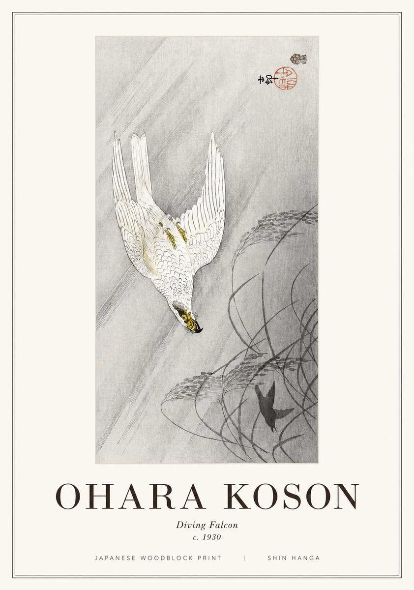 Ohara Koson Diving Falcon No1 - Affiche