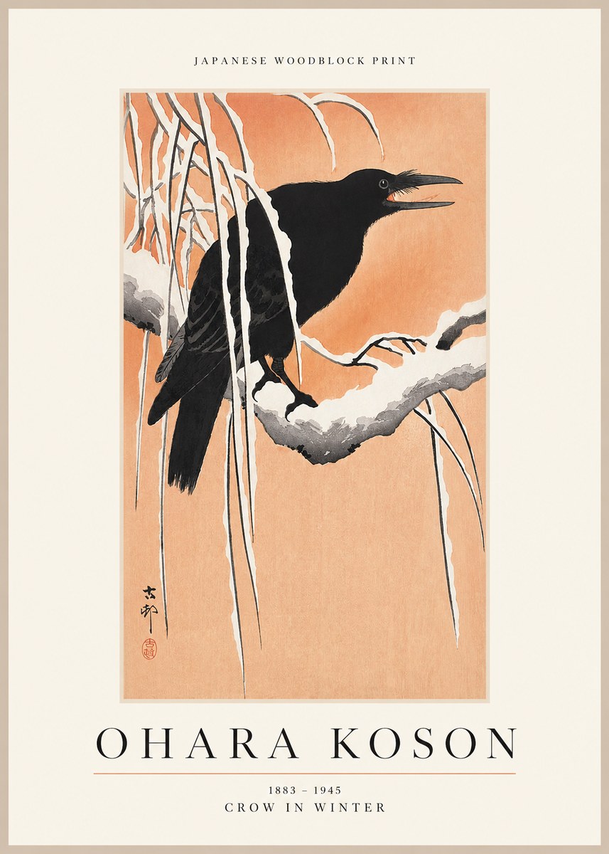 Ohara Koson Crow in Winter II No1 - Affiche