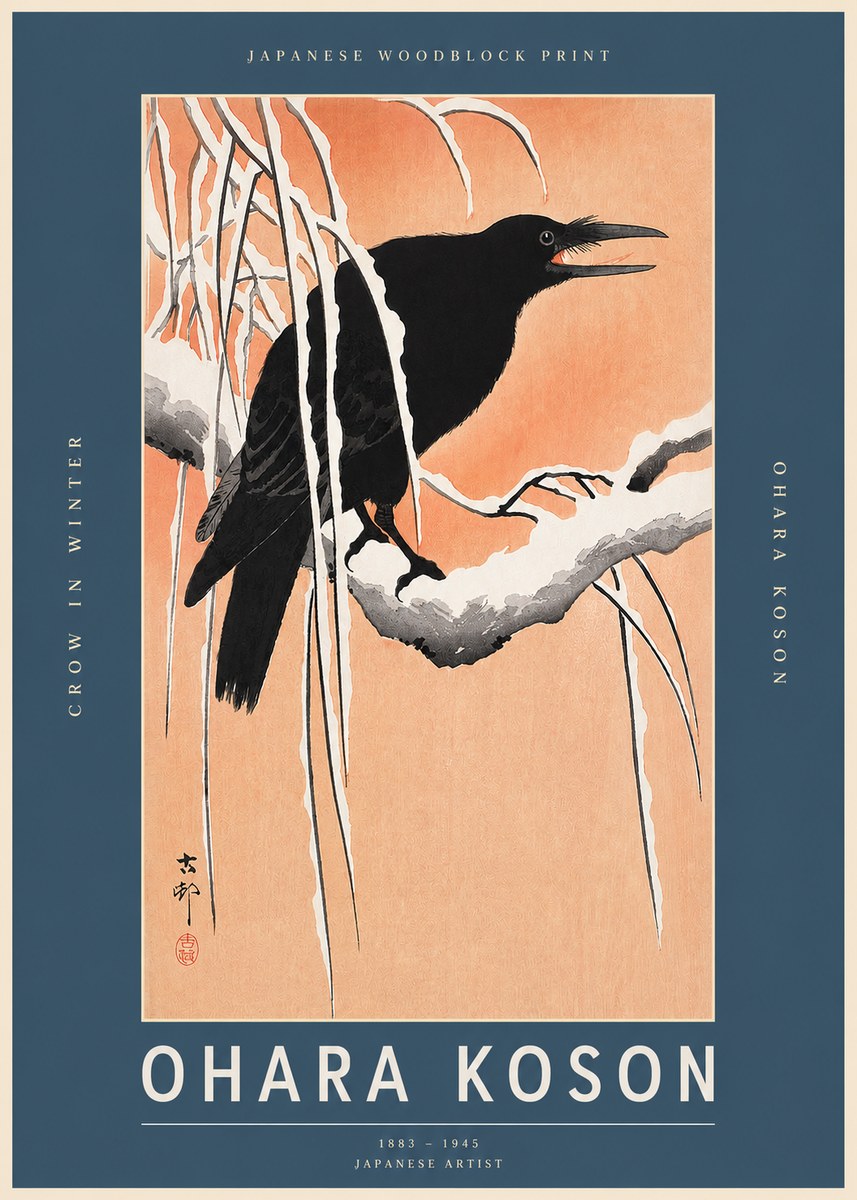 Ohara Koson Crow in Winter II No2 - Affiche
