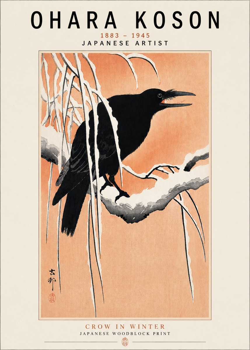 Ohara Koson Crow in Winter II No3 - Affiche
