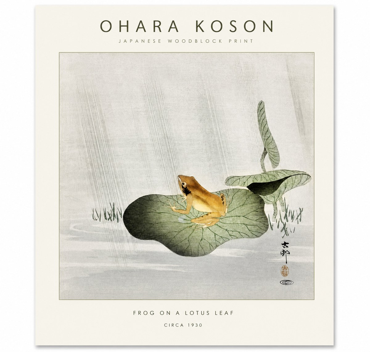 Ohara Koson Frog on a Lotus Leaf No1 - Affiche