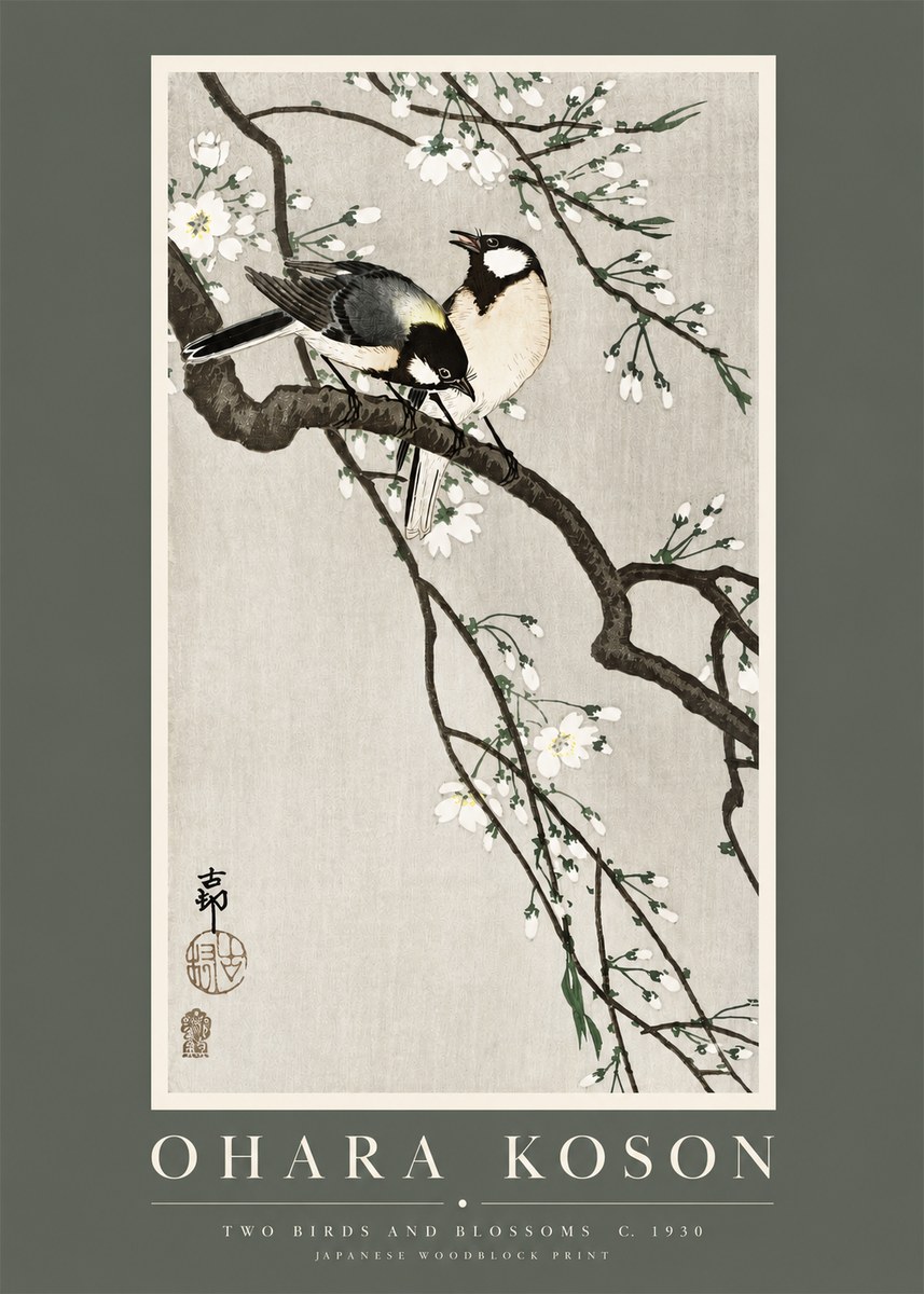Ohara Koson Two Birds and Blossoms II No2 - Affiche