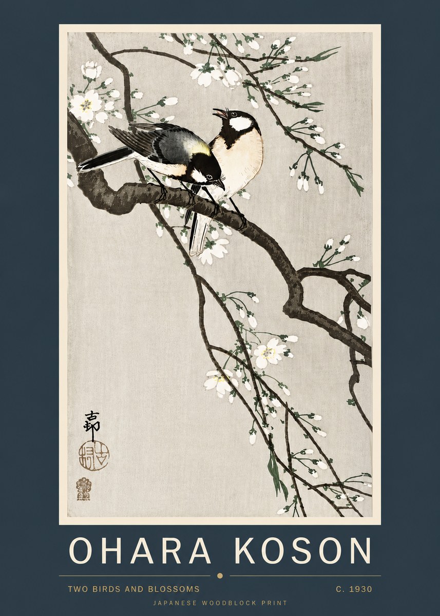 Ohara Koson Two Birds and Blossoms II No4 - Affiche