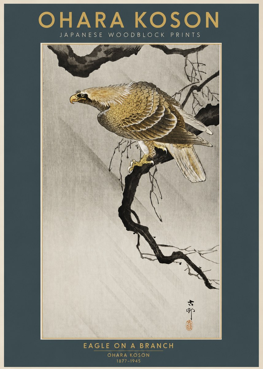 Ohara Koson Eagle on a Branch II No2 - Affiche