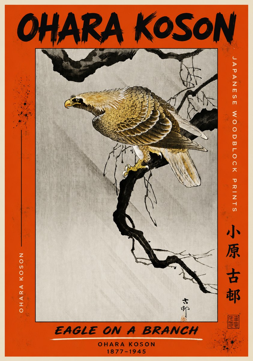 Ohara Koson Eagle on a Branch II No4 - Affiche