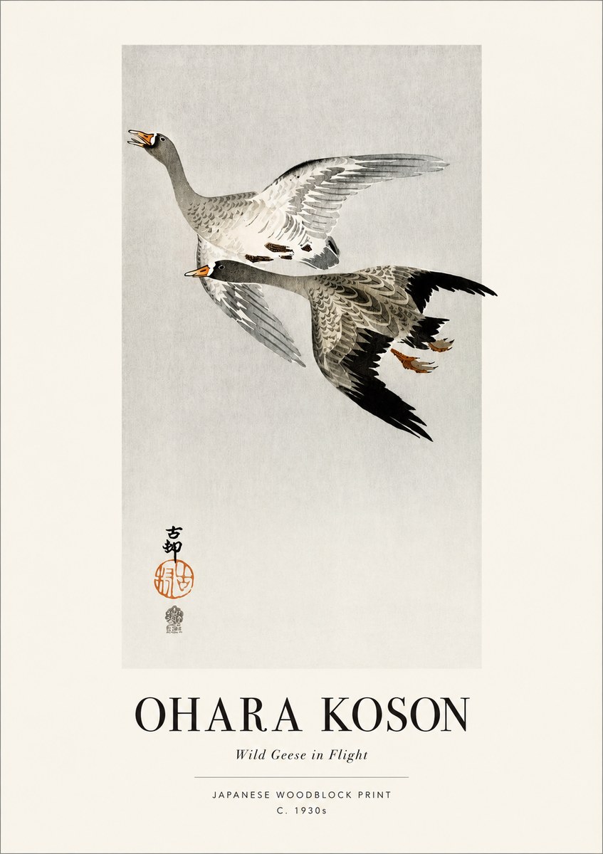 Ohara Koson Wild Geese in Flight III No1 - Affiche