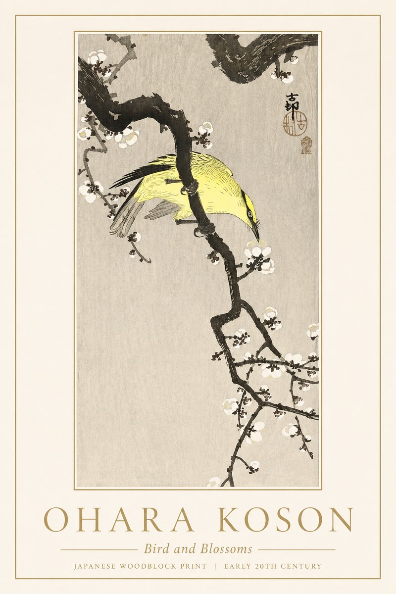 Ohara Koson Bird and Blossoms No1 - Affiche