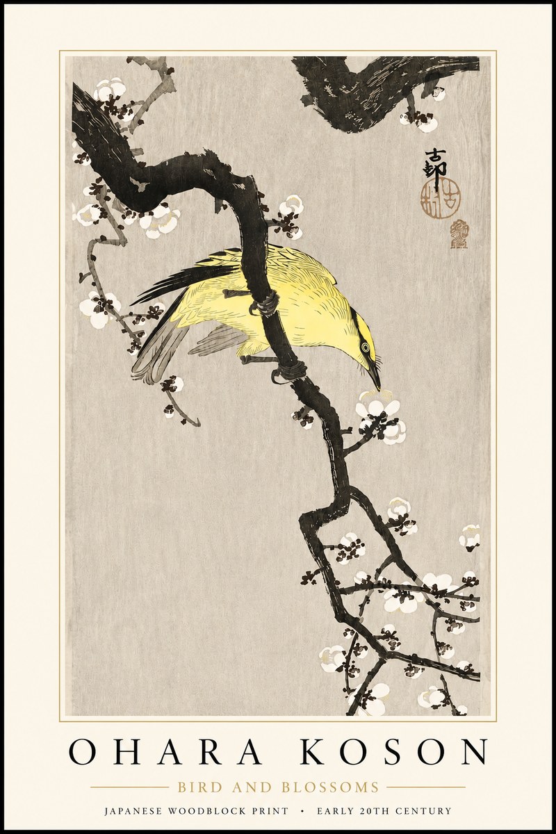 Ohara Koson Bird and Blossoms No3 - Affiche