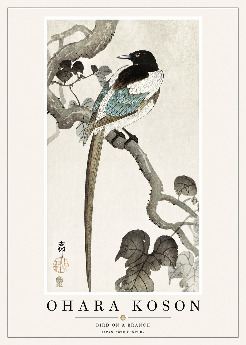 Ohara Koson Bird on a Branch IV No1 - Affiche