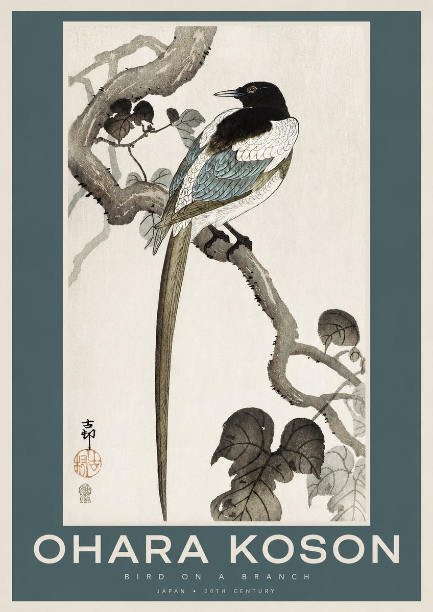 Ohara Koson Bird on a Branch IV No2 - Affiche