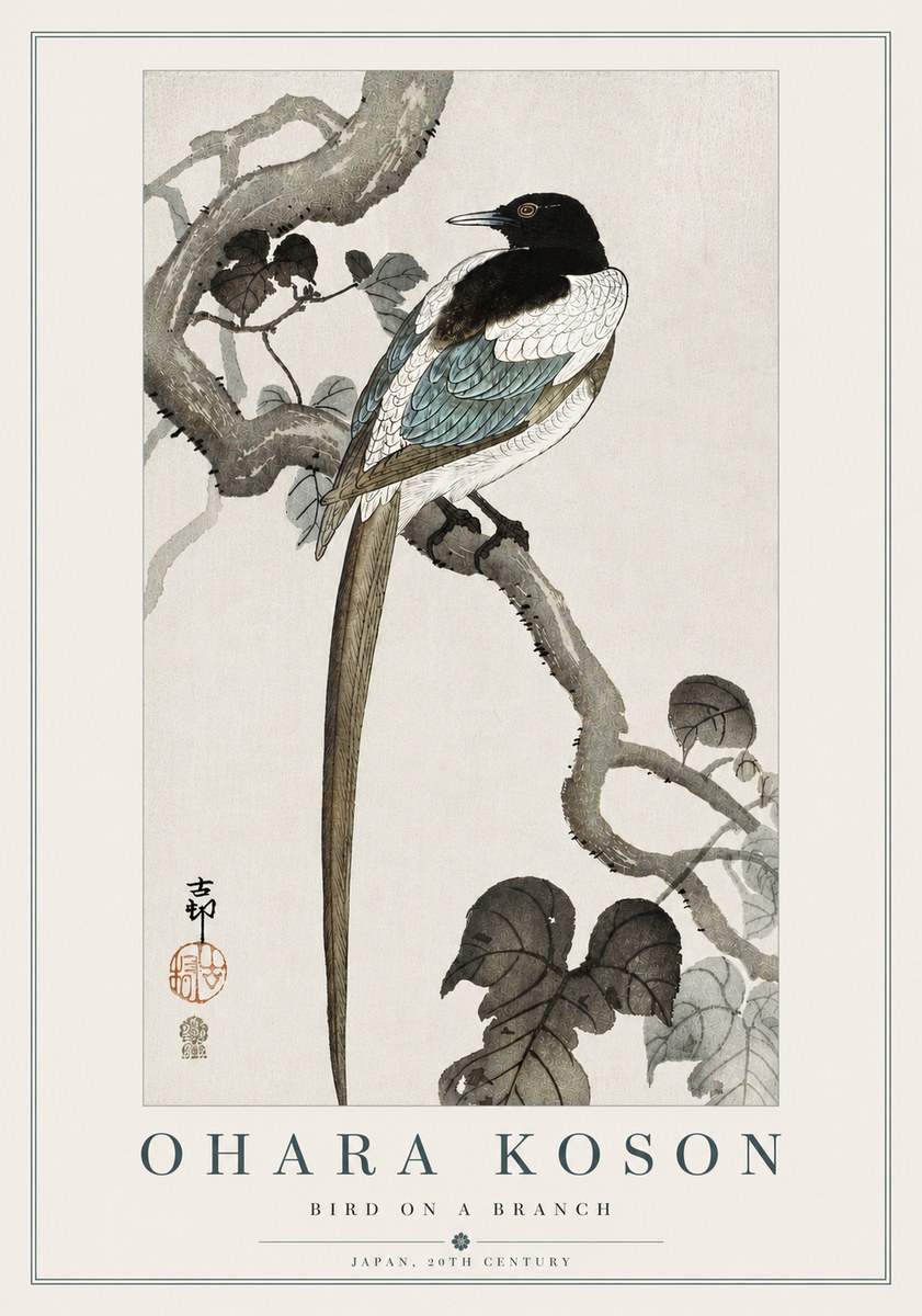 Ohara Koson Bird on a Branch IV No5 - Affiche