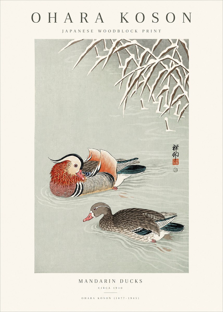 Ohara Koson Mandarin Ducks No1 - Affiche