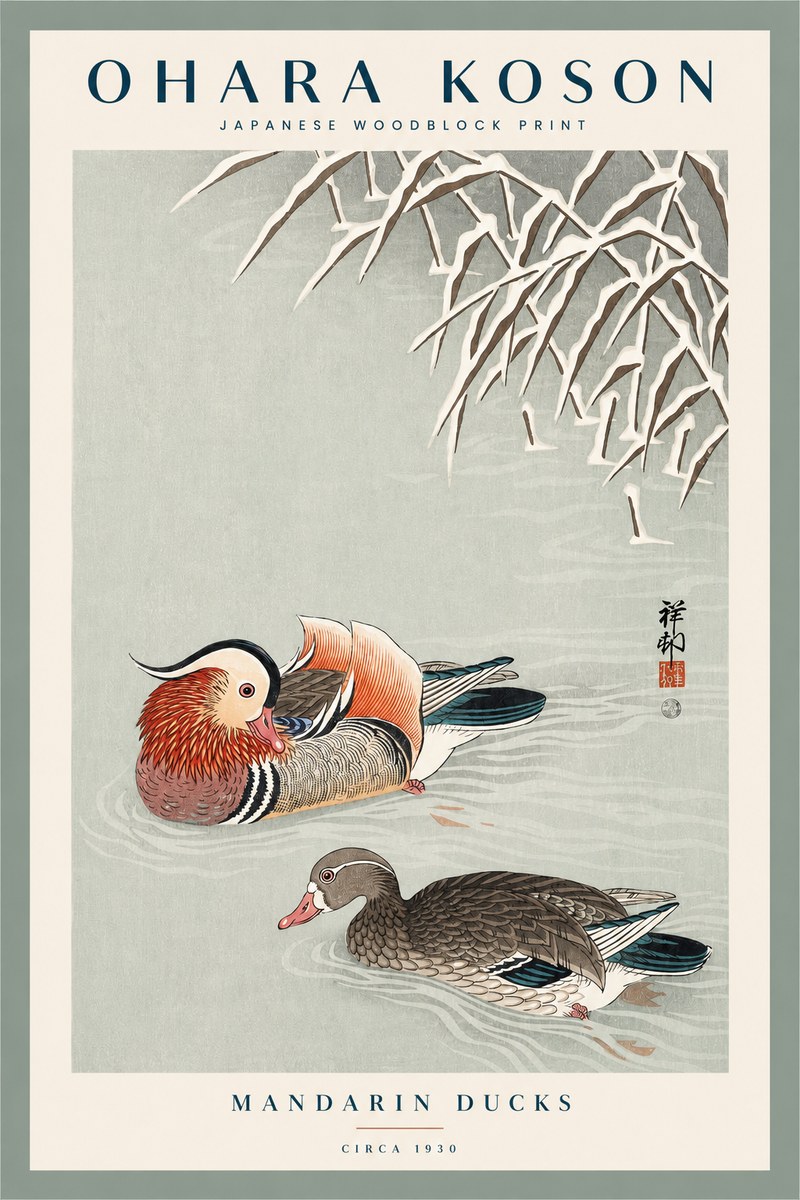 Ohara Koson Mandarin Ducks No2 - Affiche
