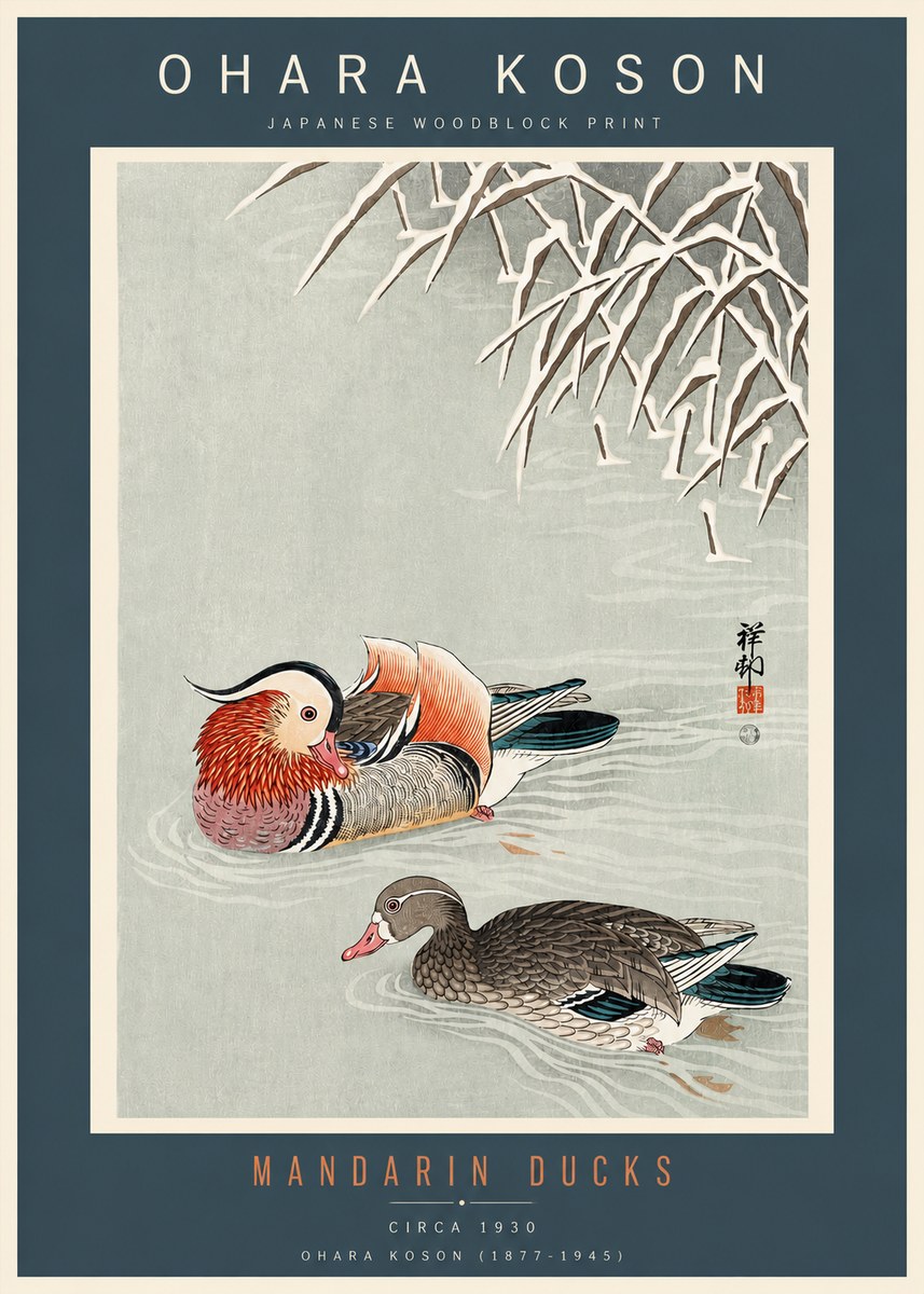 Ohara Koson Mandarin Ducks No3 - Affiche