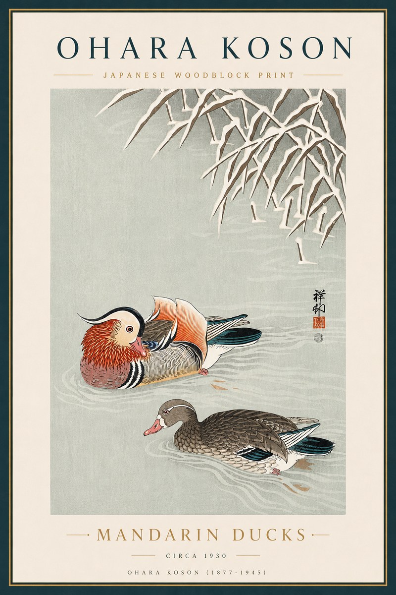 Ohara Koson Mandarin Ducks No5 - Affiche