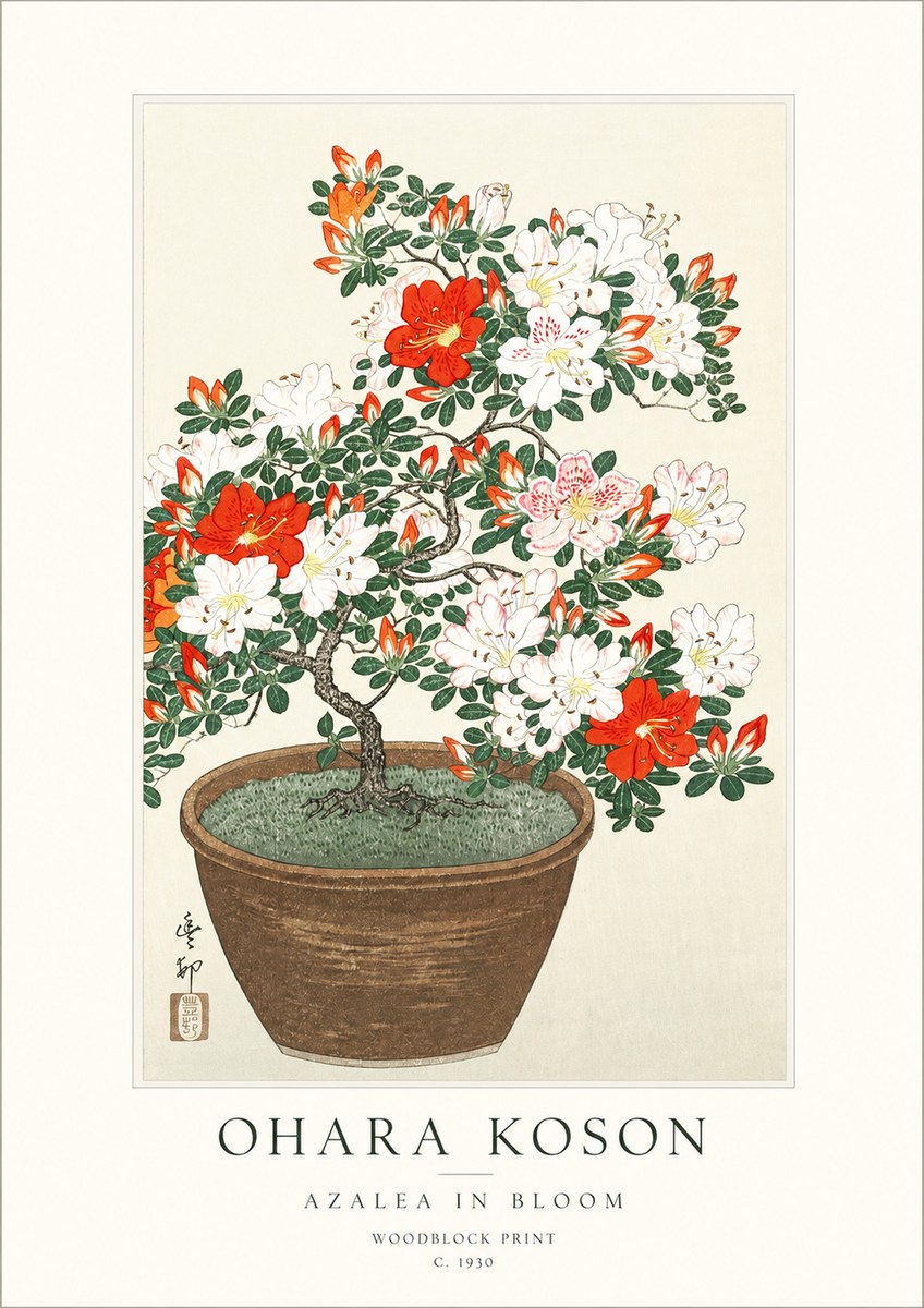 Ohara Koson Azalea in Bloom No1 - Affiche