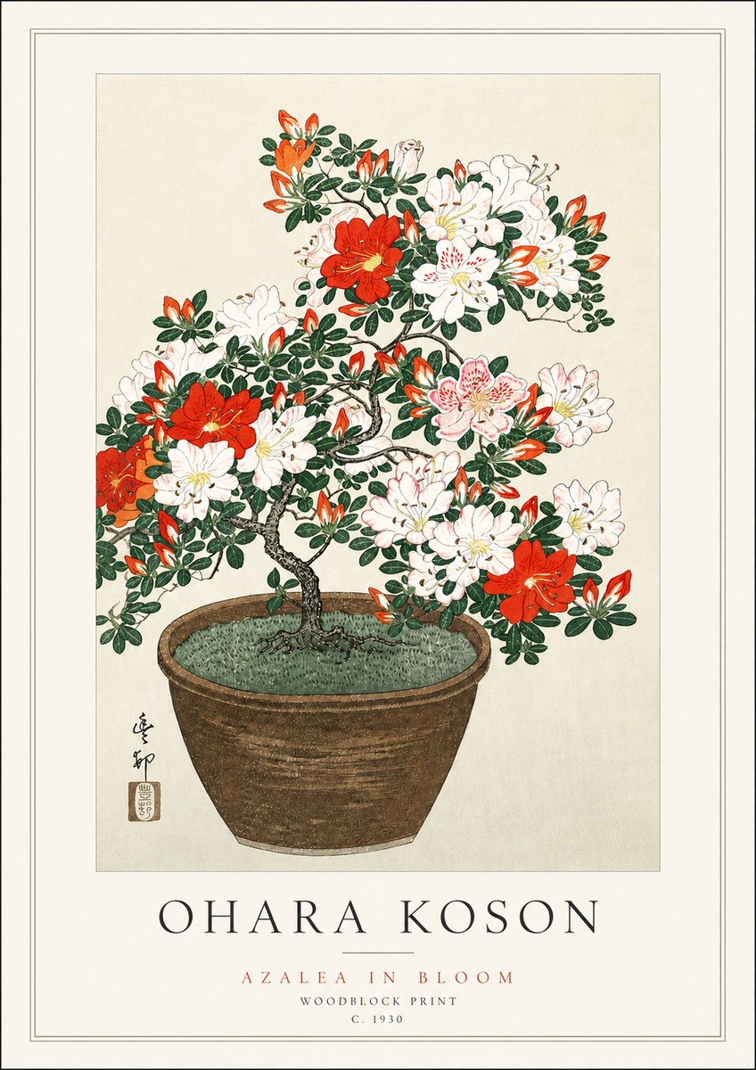 Ohara Koson Azalea in Bloom No3 - Affiche