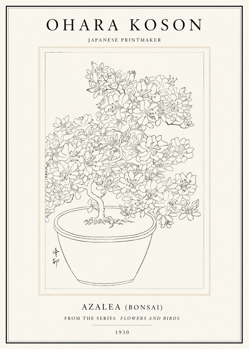 Ohara Koson Azalea (Bonsai) No1 - Affiche